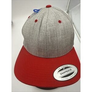 LIDS Flat Bill Foam Top Hats for Men and Women Adjustable Snapback NWT GRAY RED